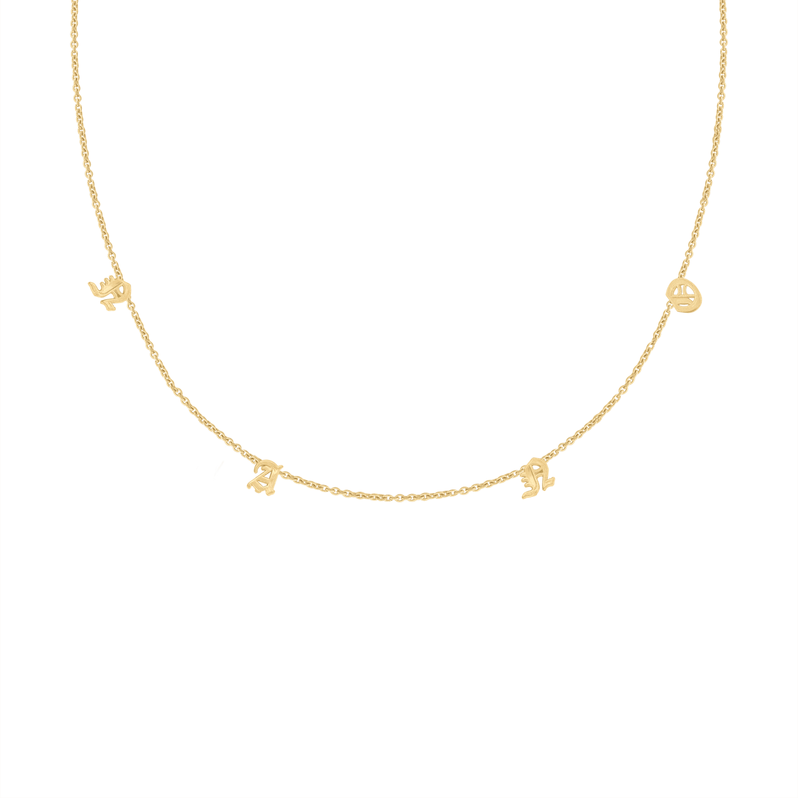 Hanging Old English Necklace in 14K White Gold (18" Chain)