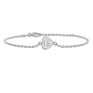 Diamond or Gemstone Heart Bezel Charm in 14K White Round Cable Bracelet
