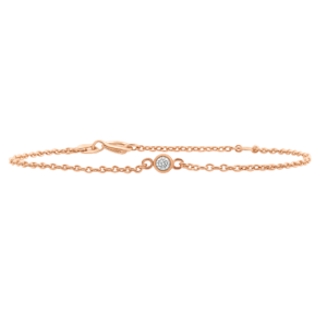 Diamond or Gemstone Round Bezel Charm in 14K Pink Round Cable Bracelet