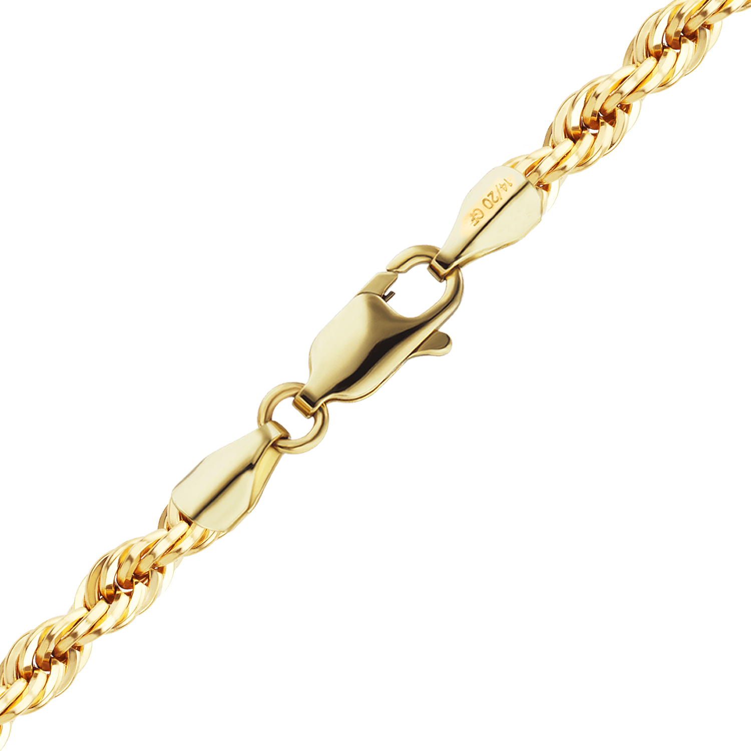Finished Handmade Solid Rope Necklace in 14K Gold-Filled (3.00 - 4.00 mm)