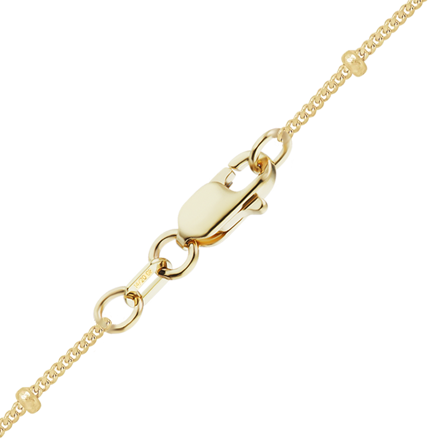 Finished Stud (Satellite) Curb Necklace in 14K Gold-Filled