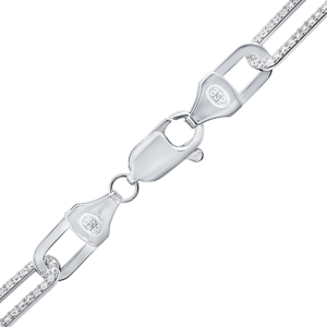 Finished Paperclip Cable Necklace with Alternating CZ Stones in Sterling Silver