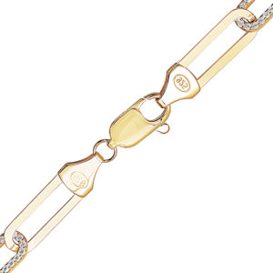 Finished Paperclip Cable Necklace with Alternating CZ Stones in Sterling Silver 18K Yellow Gold Finish