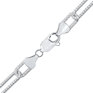 Finished Paperclip Cable Necklace with CZ Stones in Sterling Silver