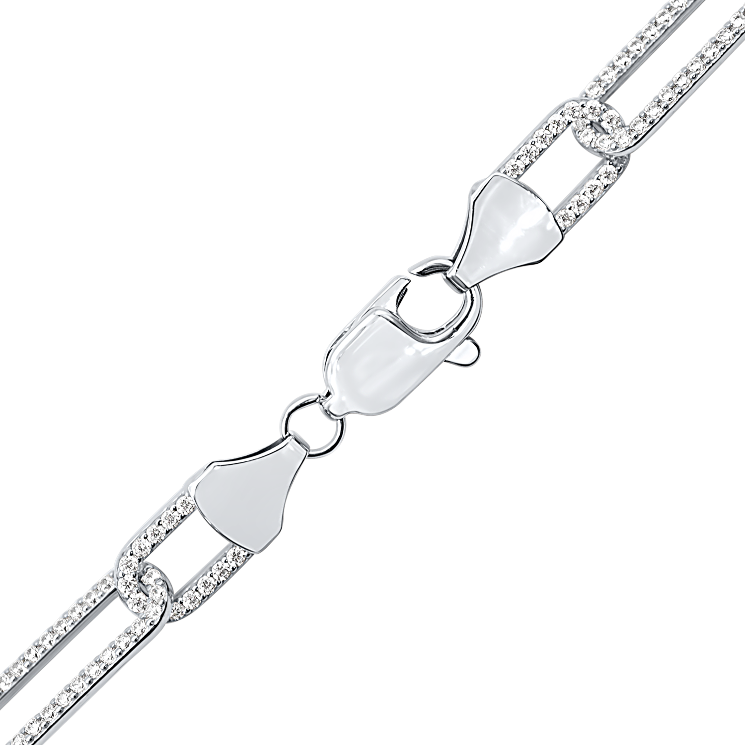 Finished Paperclip Cable Necklace with CZ Stones in Sterling Silver