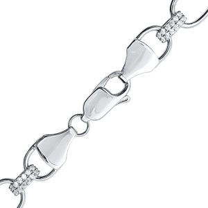 Finished Oval Paperclip Cable Necklace with Alternating CZ Stones in Sterling Silver