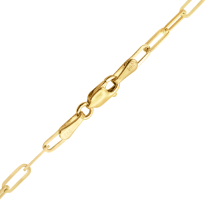 Finished Paperclip Cable Necklace in Sterling Silver 18K Yellow Gold Finish