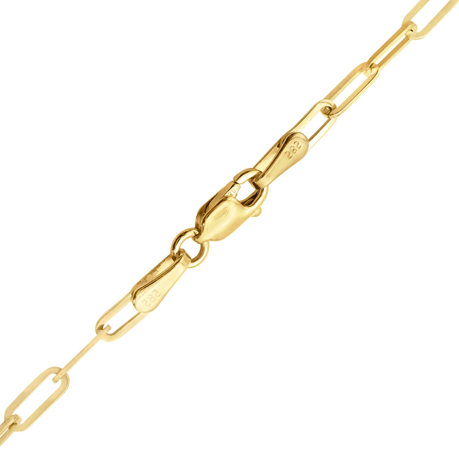 Finished Paperclip Cable Necklace in Sterling Silver 18K Yellow Gold Finish