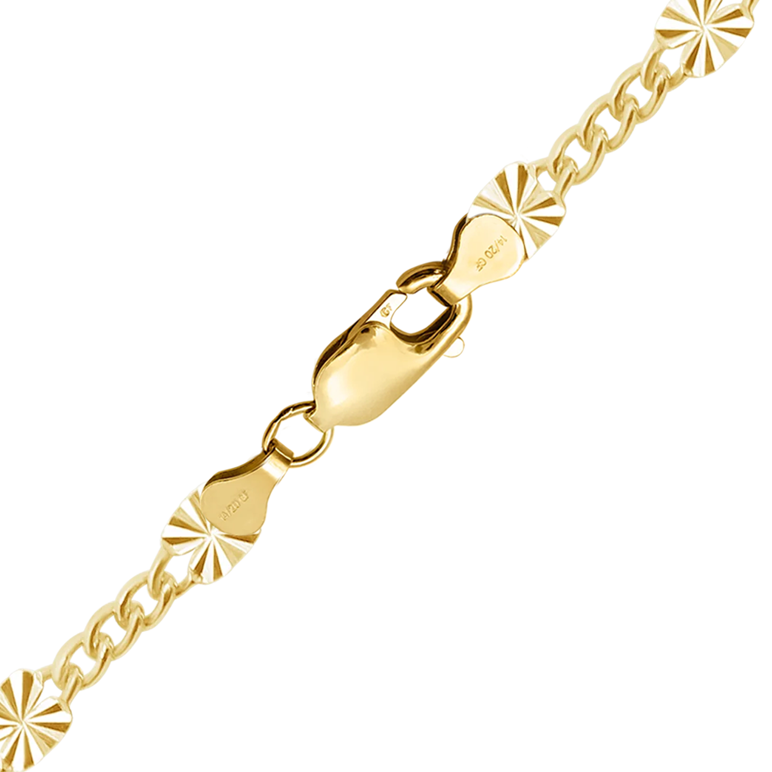 Finished Valentino (Alternating 3X Curb) Necklace in 14K Gold-Filled