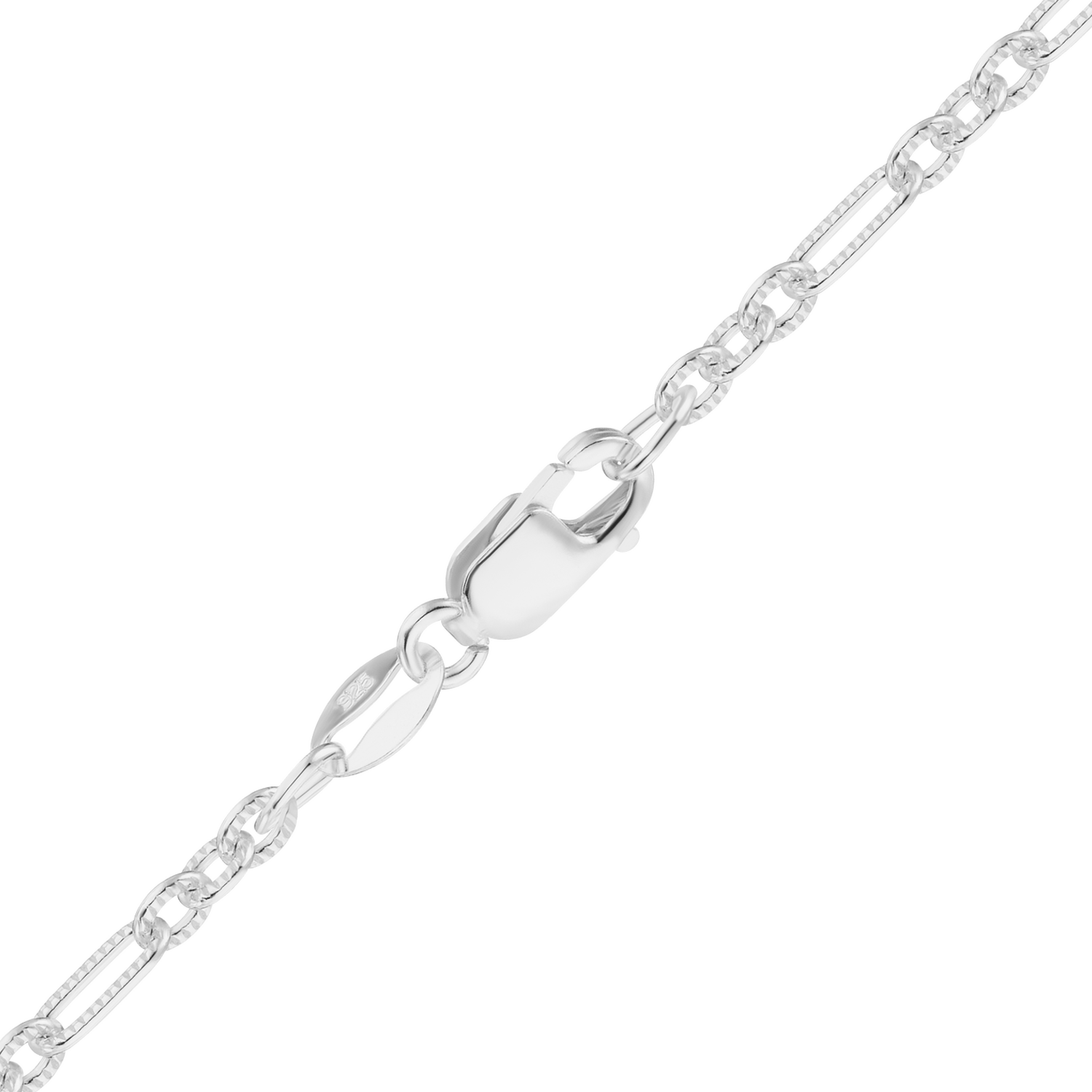Finished Textured Figaro Cable Necklace in Sterling Silver