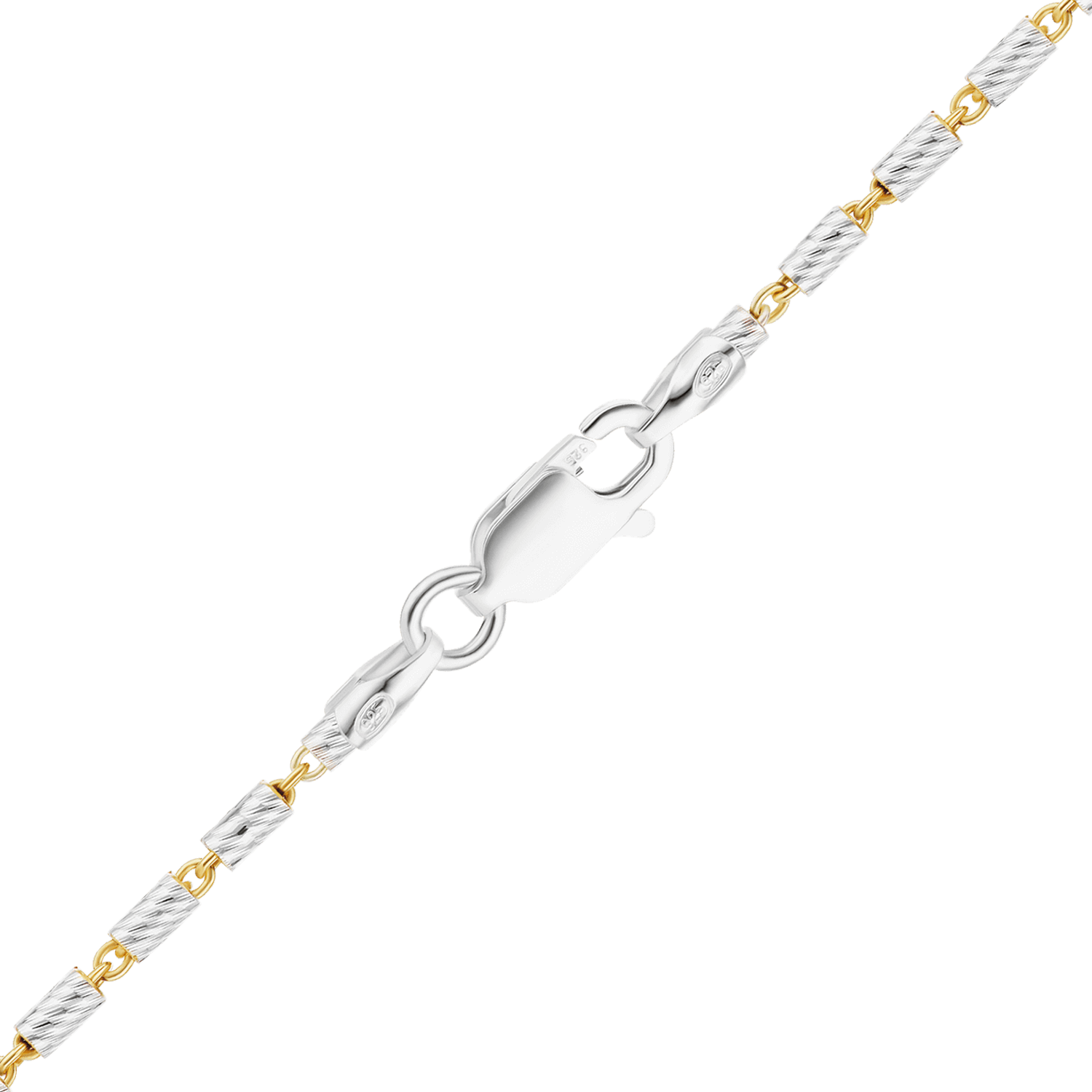 Finished Bar Cable Necklace in Sterling Silver 18K Yellow Gold Finish (1.70mm)