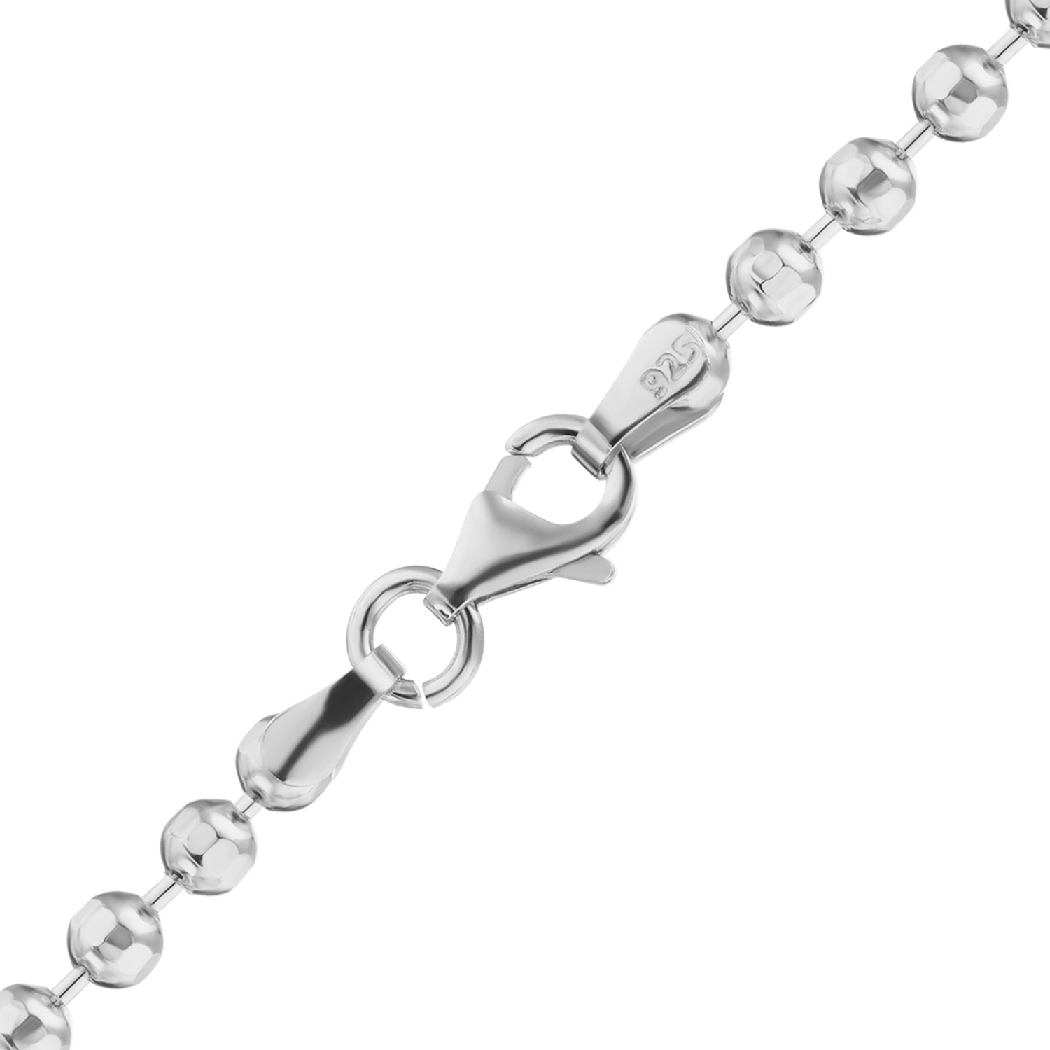 Finished Diamond Cut Round Bead Necklace in 14K Pink Gold