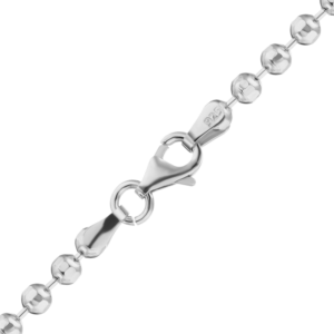 Finished Diamond Cut Round Bead Necklace in Sterling Silver
