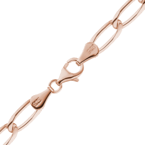 Finished Elongated Curb Necklace in Sterling Silver 18K Pink Gold Finish
