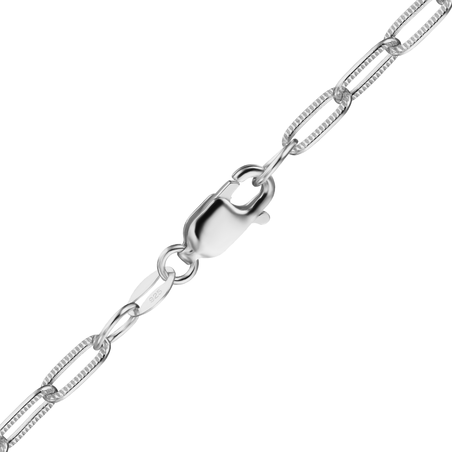 Finished Flat Textured Cable Necklace in Sterling Silver