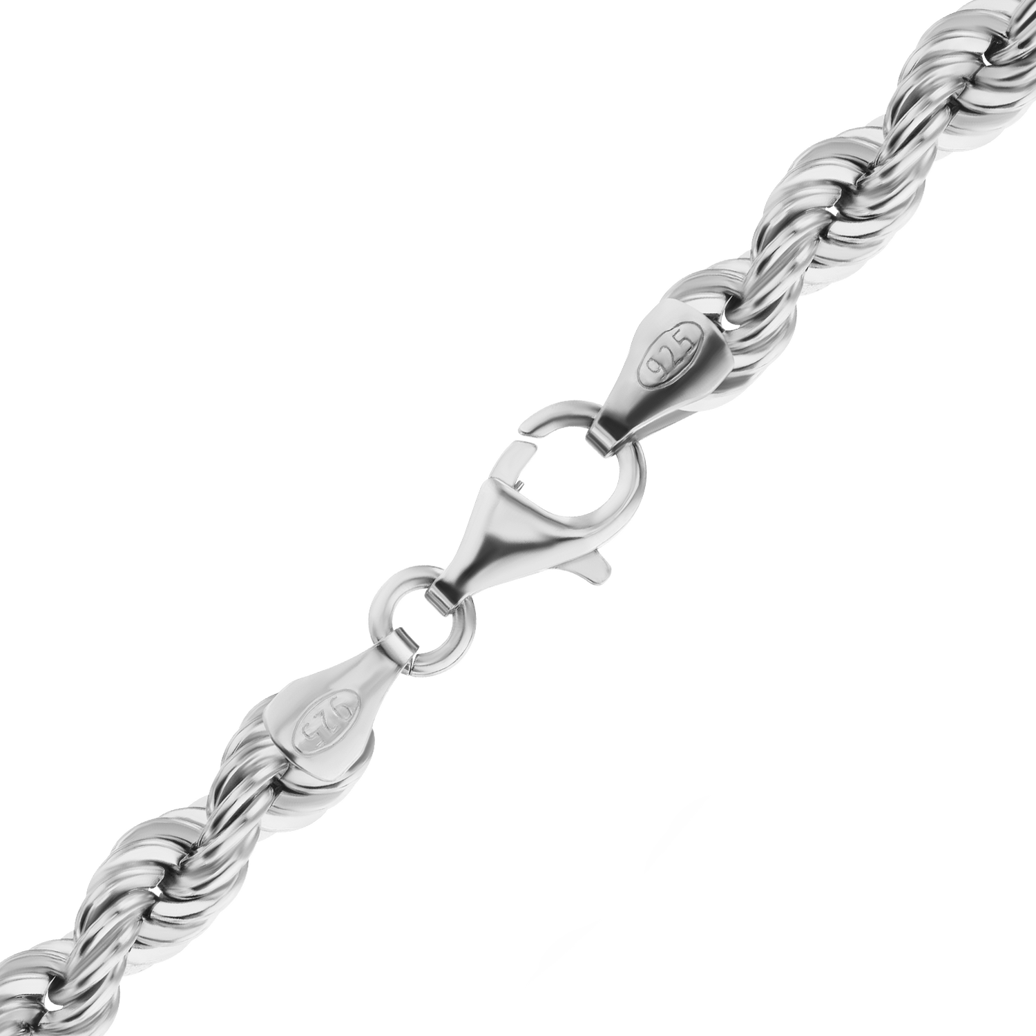 Finished Handmade Solid Rope Necklace in Sterling Silver