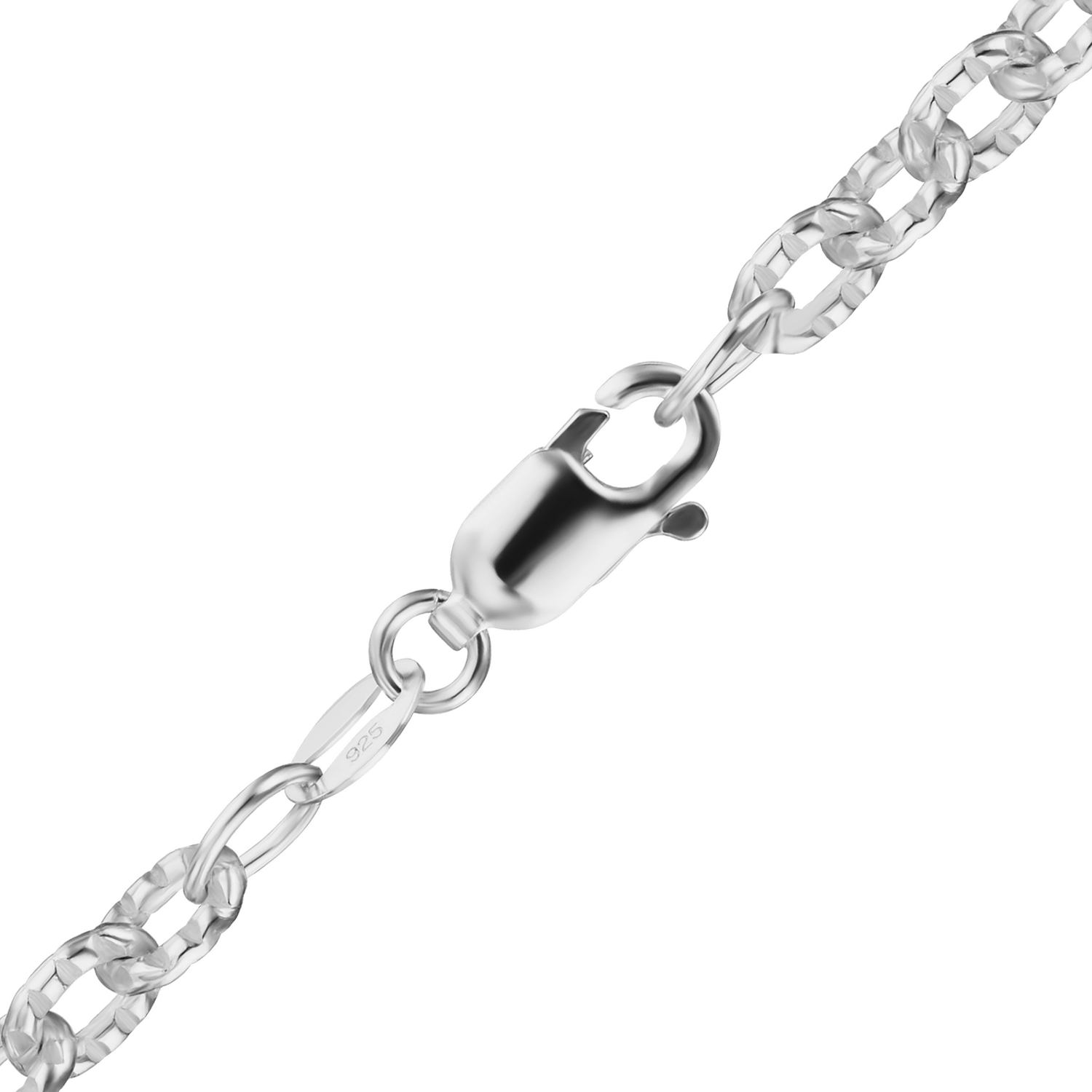 Finished Elongated Textured Cable Necklace in Sterling Silver