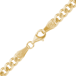 Finished Classic Curb Necklace in Sterling Silver 18K Yellow Gold Finish