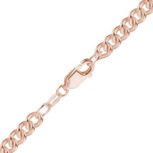 Finished Medium Round Curb Necklace in Sterling Silver 18K Pink Gold Finish