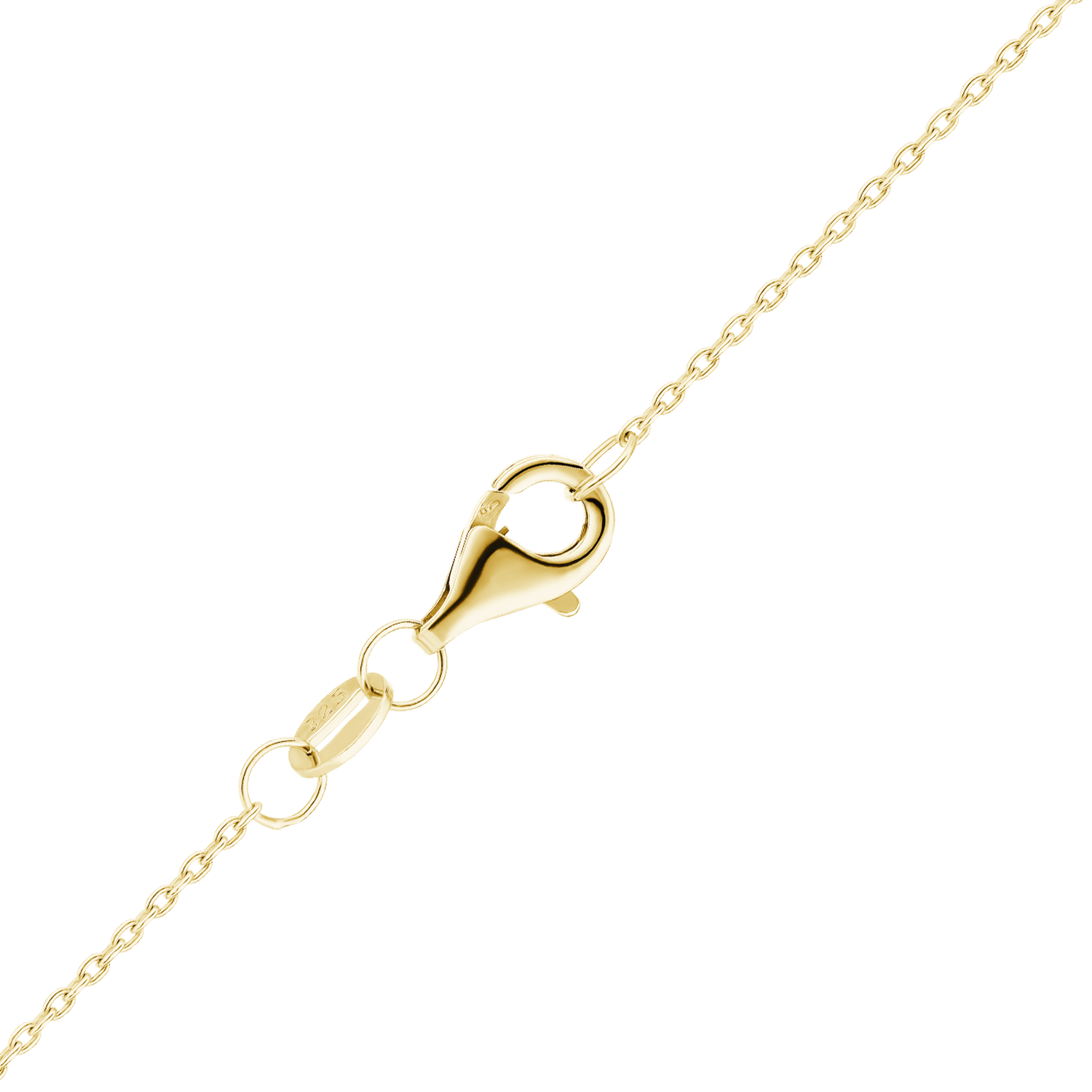 Finished Light Round Cable Necklace in Sterling Silver 18K Yellow Gold Finish