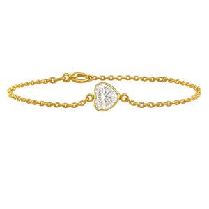 Diamond or Gemstone Heart Bezel Charm in 14K Yellow Round Cable Bracelet